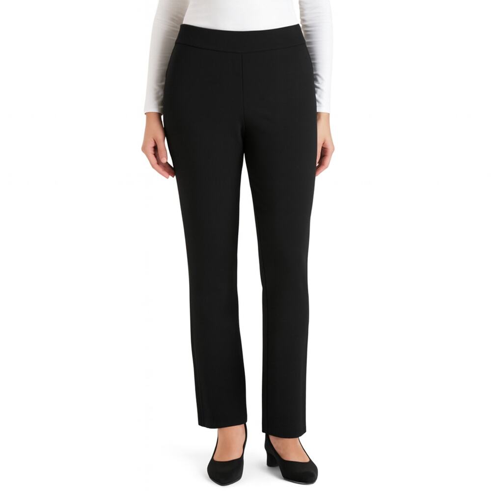 Lawrence Zarian Black Pull On Pants Straight Leg Elastic Waist Stretch M New